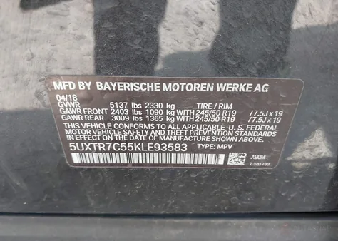 5UXTR7C55KLE93583